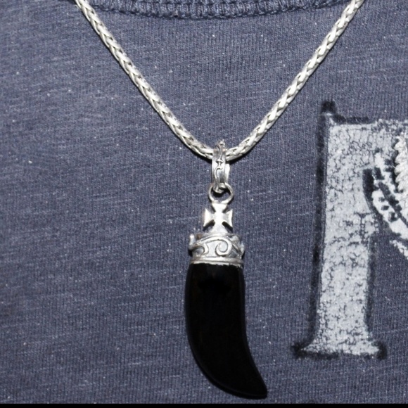 Unisex Jewelry - 925 Sterling Silver Black Onyx Goth Chain